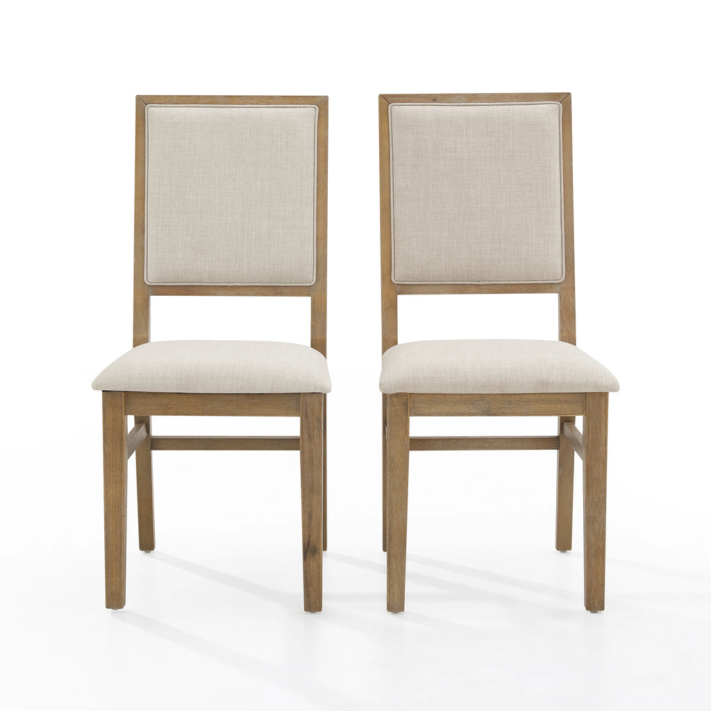 Brown Wood Upholstered Back Chair Set of 2 B39328