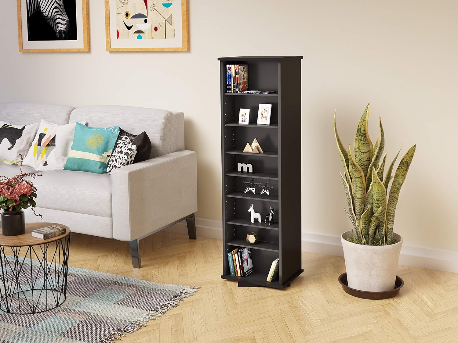 Black Spinning Tower Storage Cabinet P98201