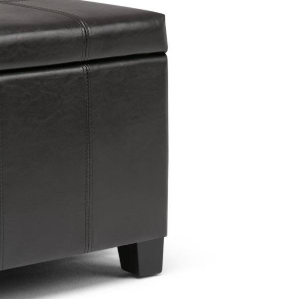 36 inch Wide Storage Ottoman in Tanners Brown Faux Leather Q85872