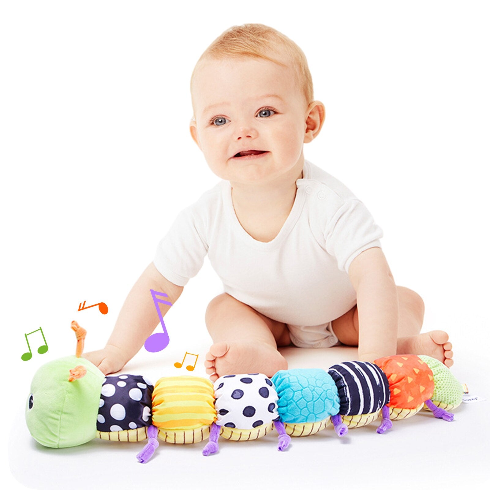 Multicolor Baby Toy Plush Caterpillar Rattle P450969