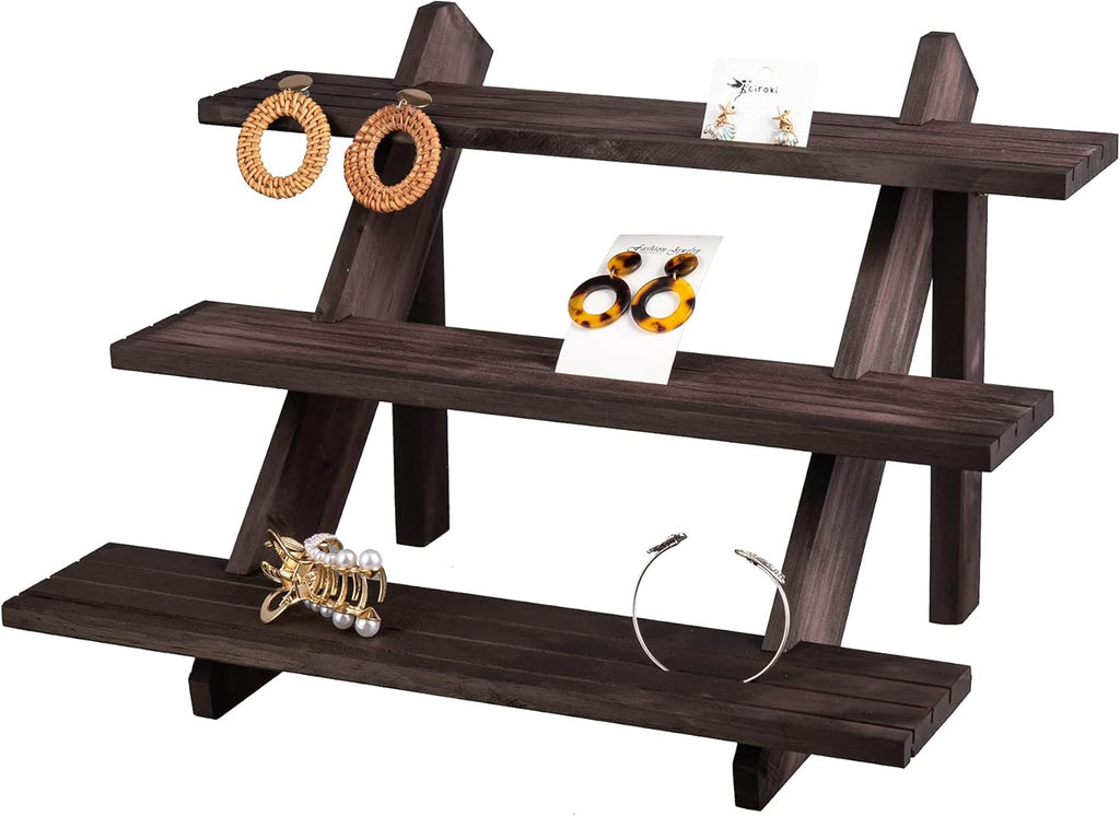 3-Tier Wood Earring & Ring Holder Stand M8295