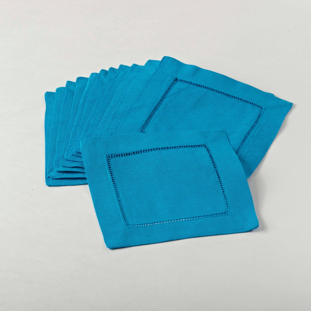 Mustard Set of 12 Square Hemstitch Cocktail Napkin R687