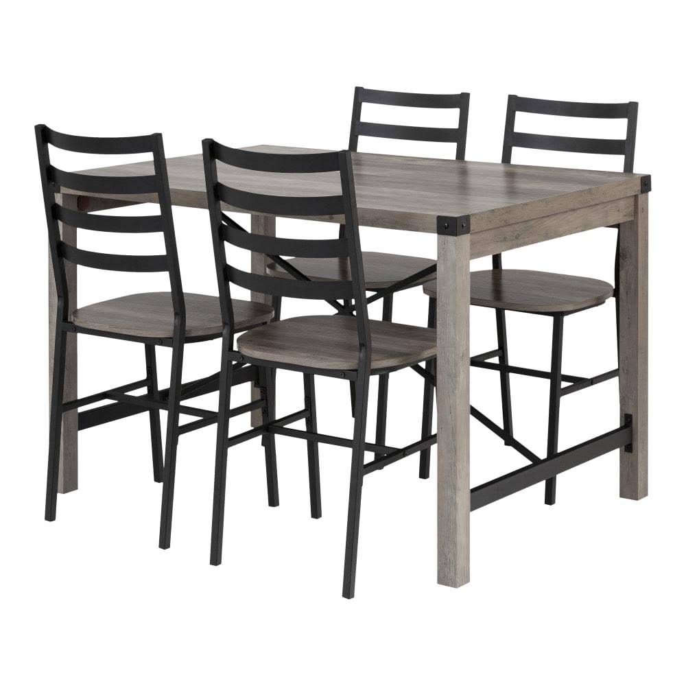 5-Piece Industrial Metal Dining Set with Slat Back Chair M696