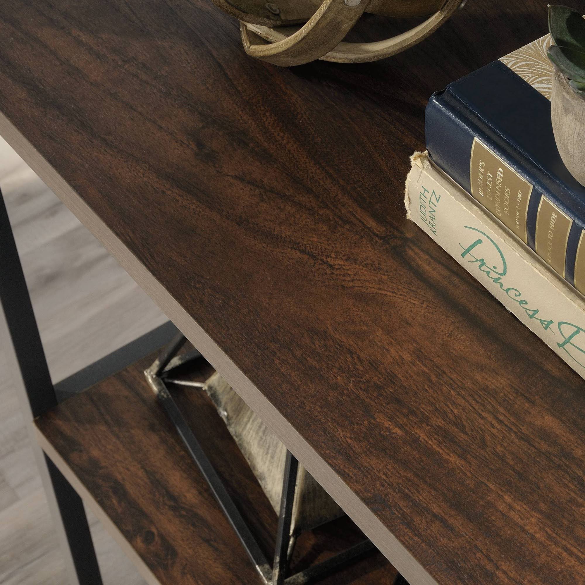 Tall Metal 4-Shelf Bookcase in Rich Walnut and Black G9809