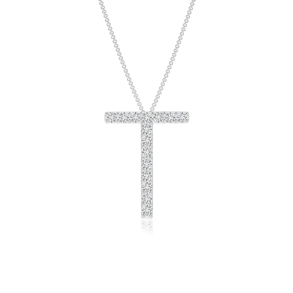 Natural Diamond Initials Pendant Necklace in 14K White Gold with 18 Inch Chain L897380