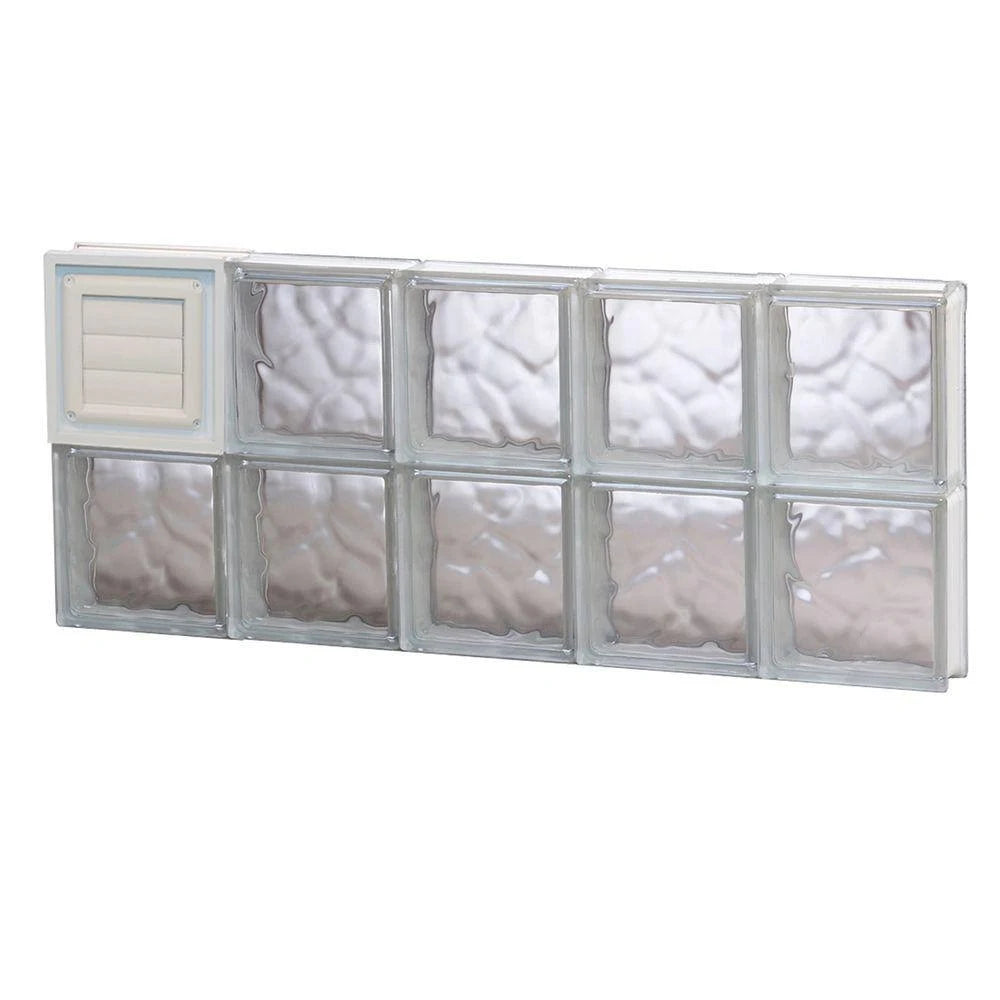 Frameless Wave Pattern Glass Block Window with Dryer Vent U3808