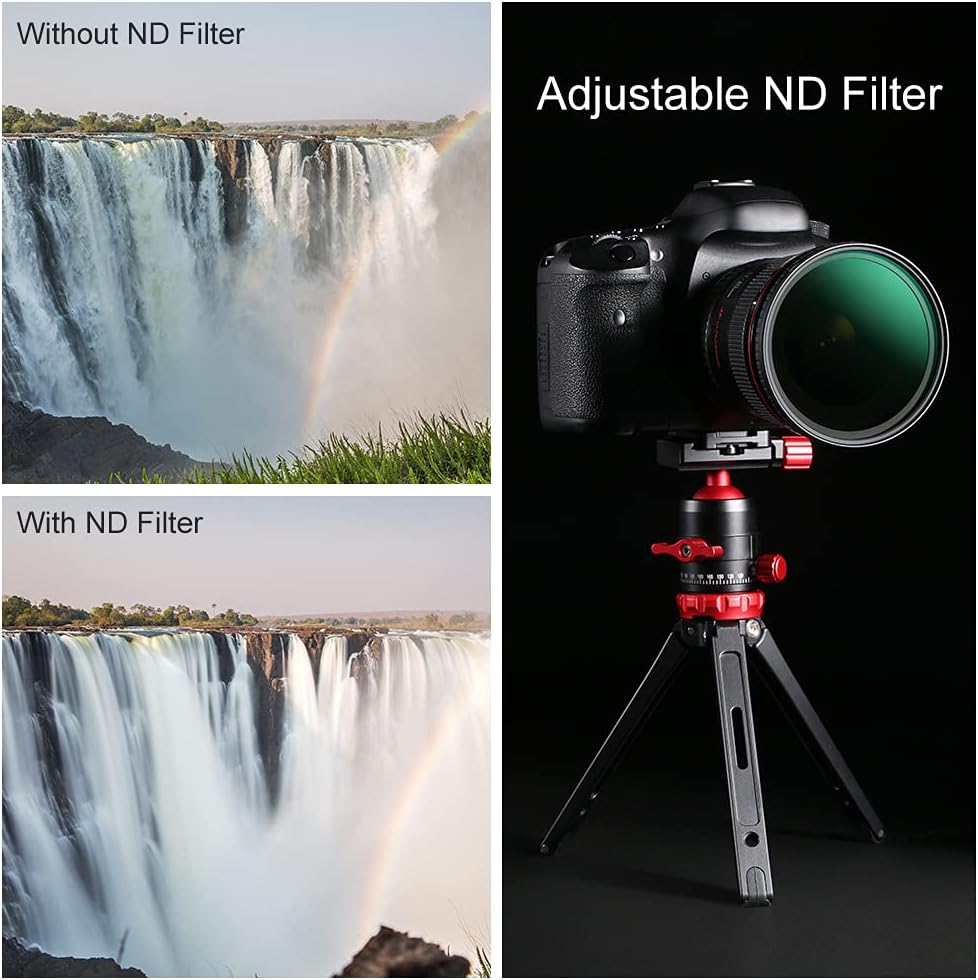 58mm Variable ND Filter ND8-ND128 HD Hydrophobic VND Filter Pack of 2 K460298