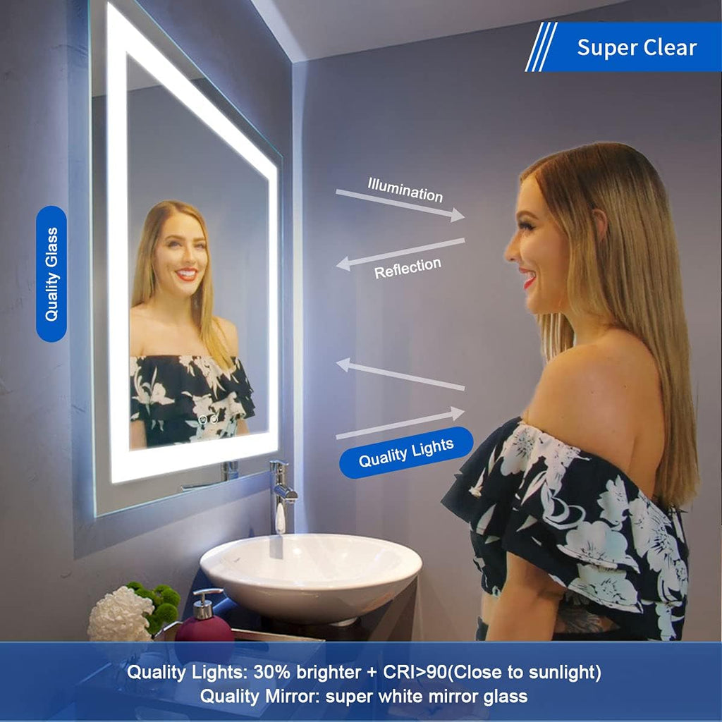 Dimmable LED Bathroom Mirror with Anti-Fog and Bluetooth Function B50274