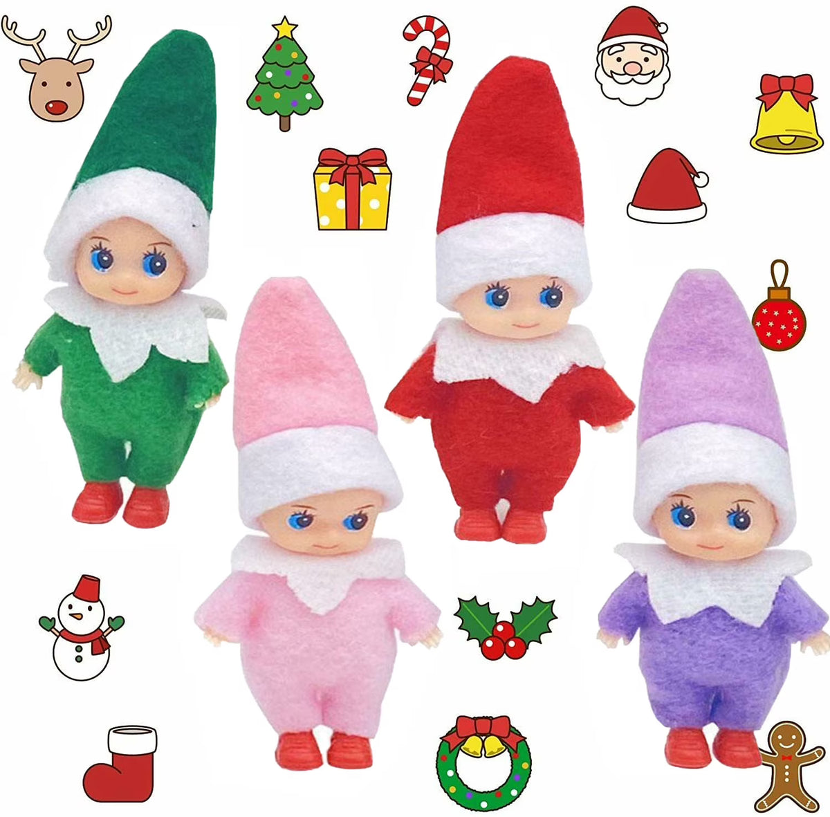 Naughty Elf Felt Doll 4 PCS Toddler Elf Kids Toys Q5915