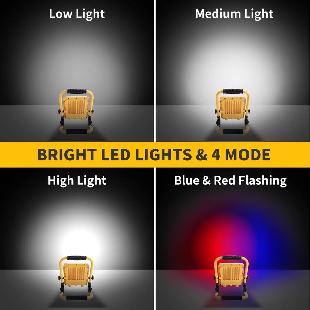 3000LM 360° Rotation IP65 Waterproof 30W Portable Work Light with Stand Pack of 2 F760865