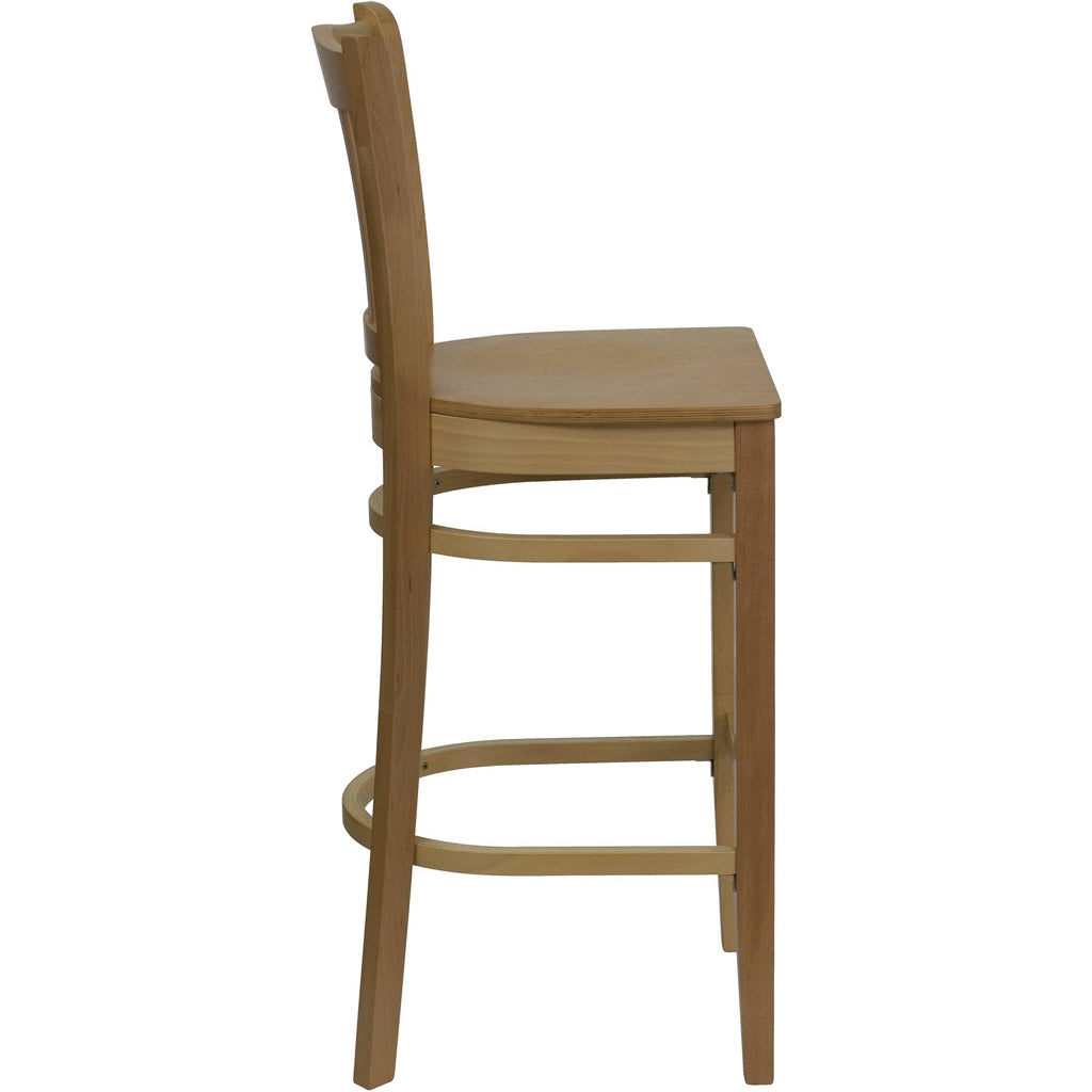 Natural Brown Vertical Slat Back Barstool V339