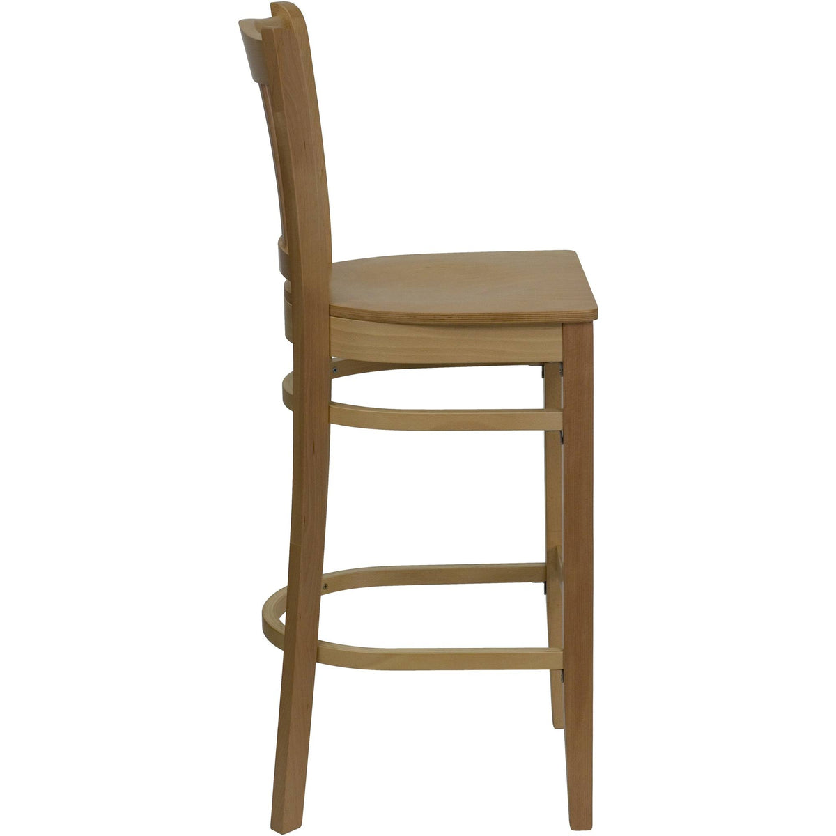 Natural Brown Vertical Slat Back Barstool V339